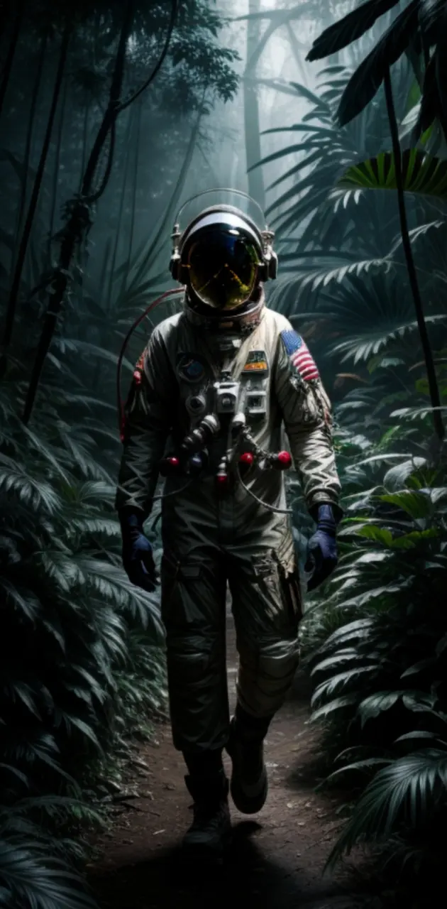 Astronaut in jungle