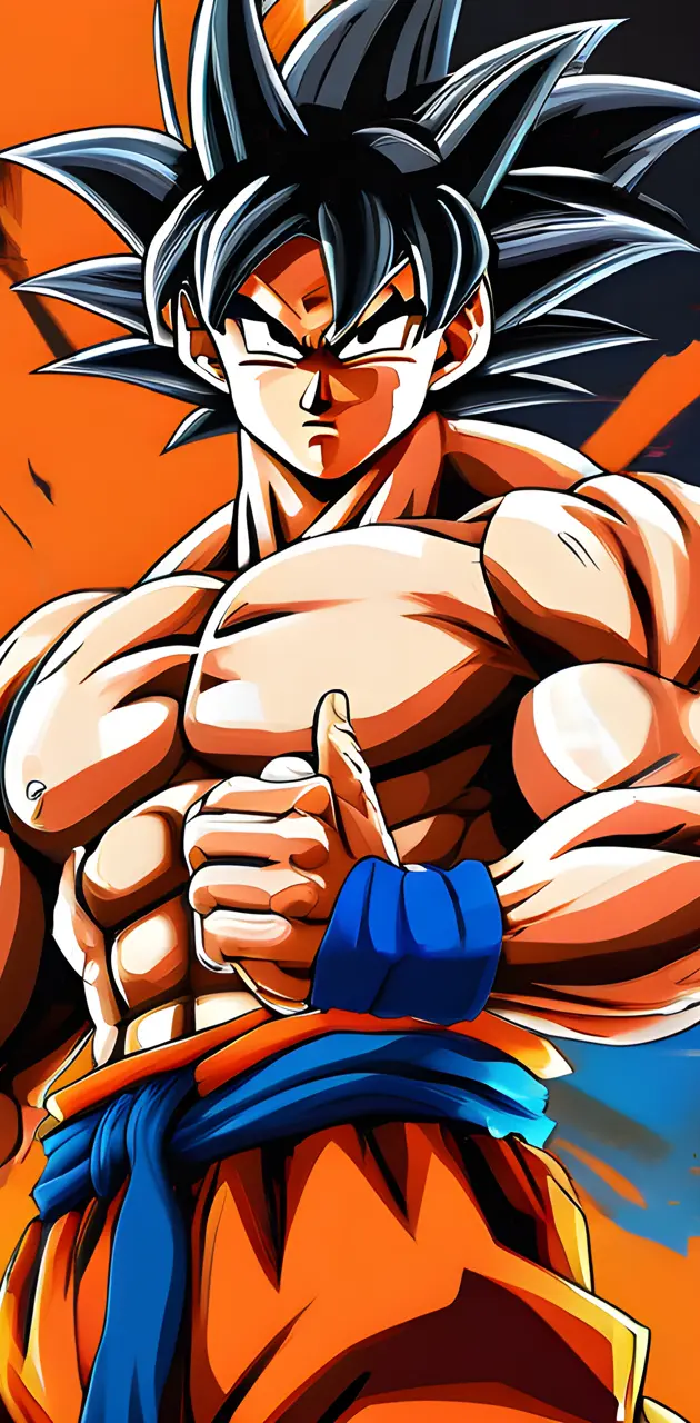 Goku show off this six pack abs and muscle