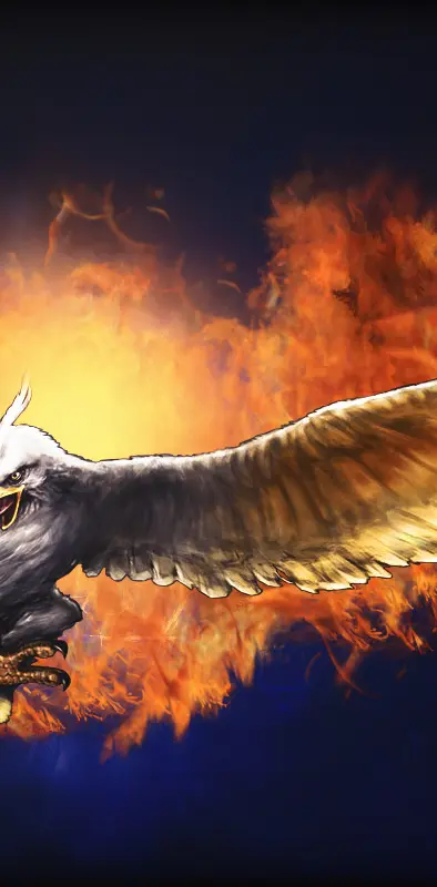 eagle in flames