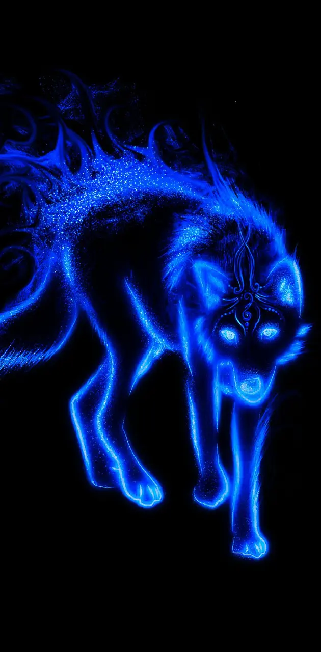 Flaming Blue Wolf