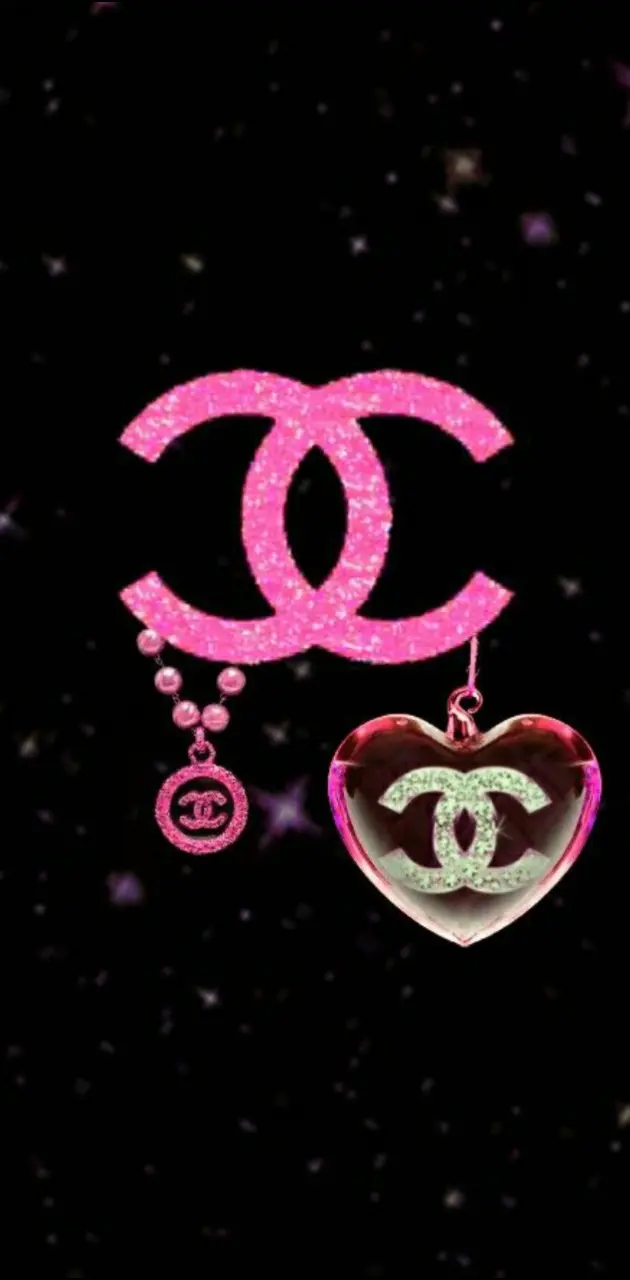 Download Pink Chanel Logo With Red Dots Wallpaper