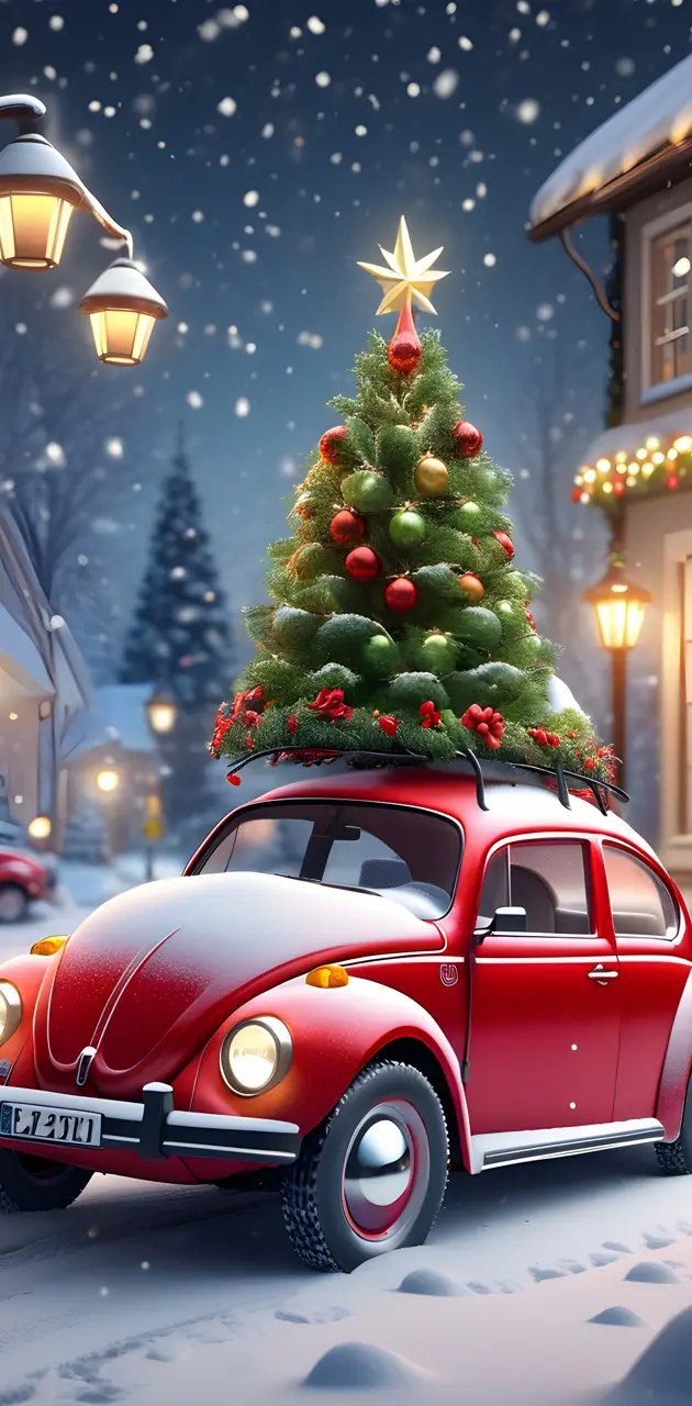 red Volkswagen Christmas tree