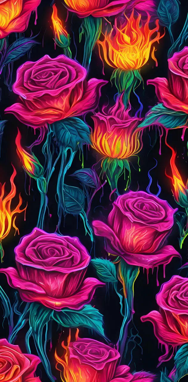 roses on fire