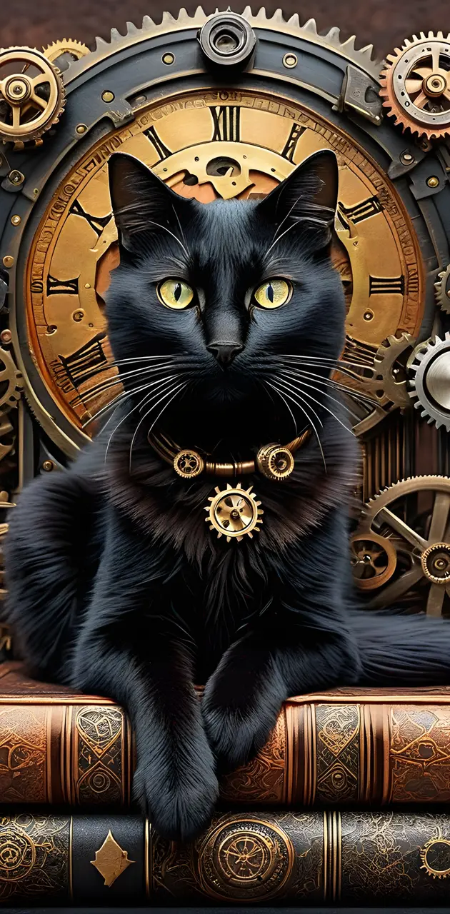 steampunk black cat