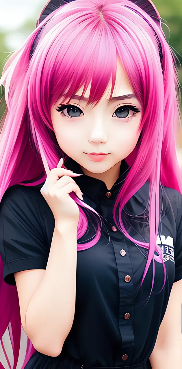 Anime girl pink hair