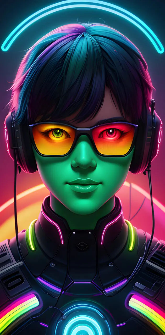 neon rainbow girl