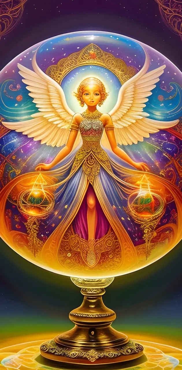 Crystal Bal gold Angel