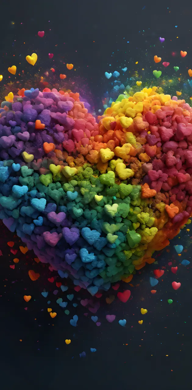 Rainbow particle heart wallpaper