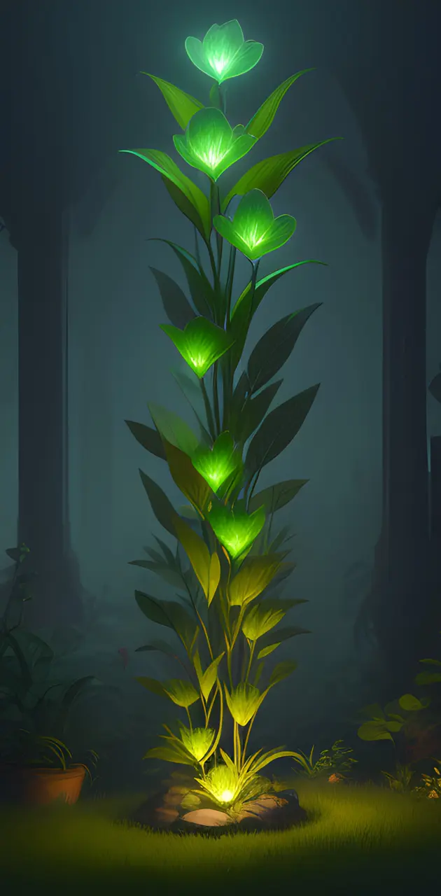 a plant with lights