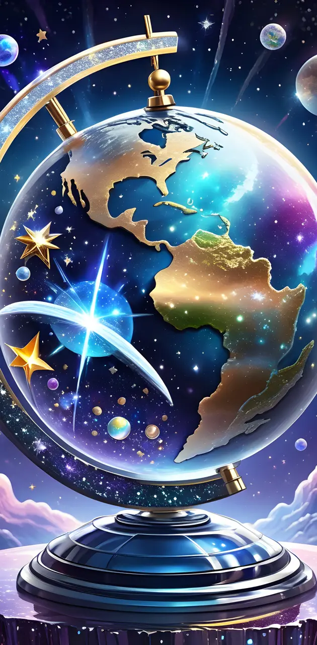 a globe with a star on it