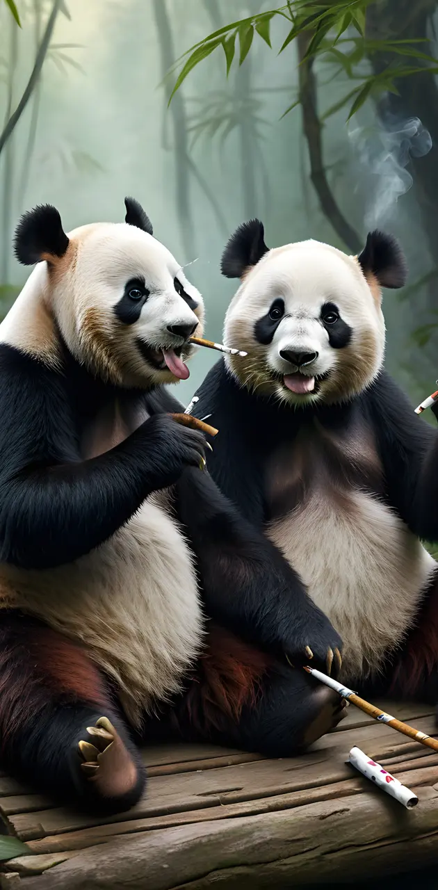 panda smoking a joint