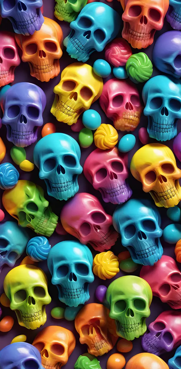 rainbow candy skulls