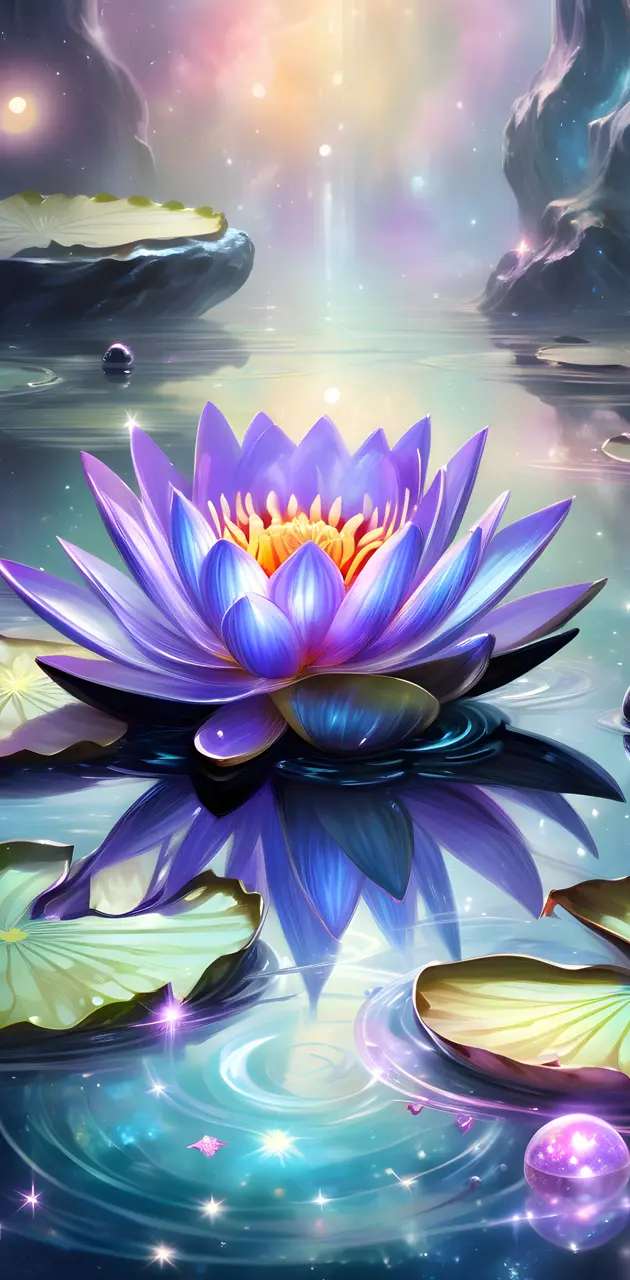 purple sparkling water lily