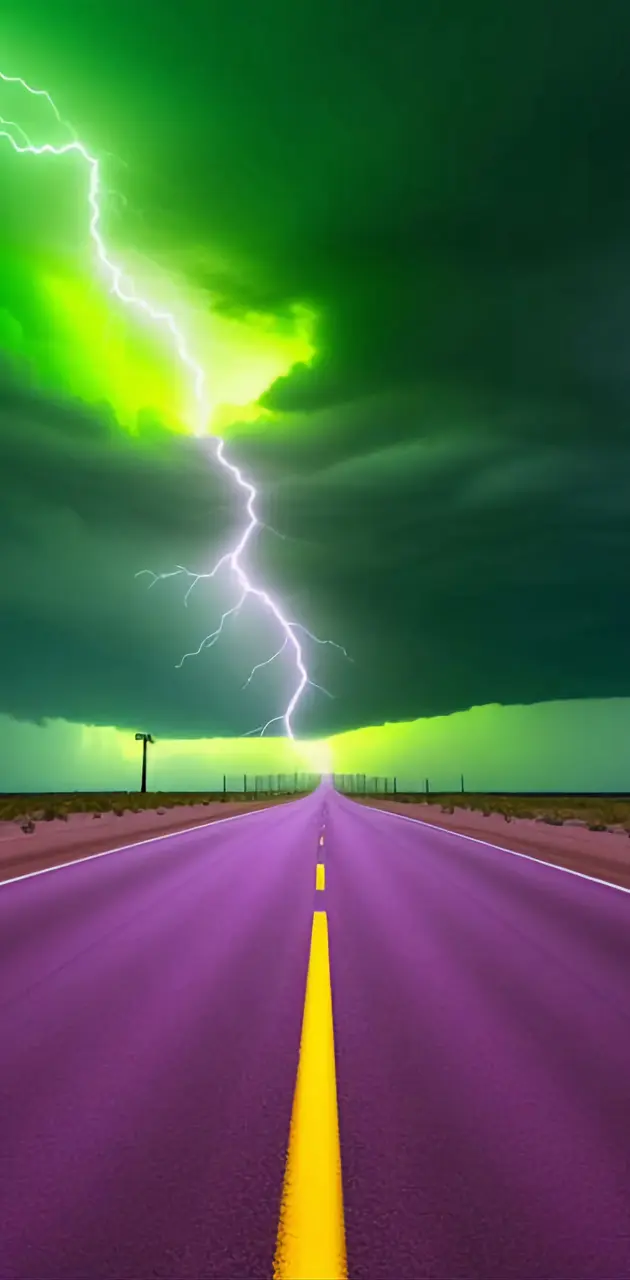 Desert highway storm