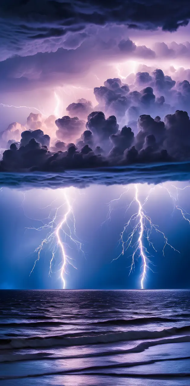 lightning striking the ocean