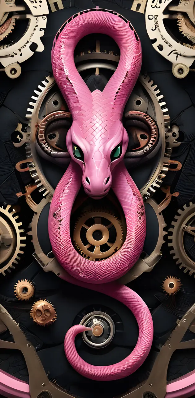 Pink snake with steampunk