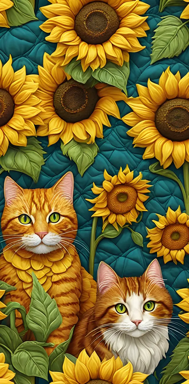 cats and sunflowers
