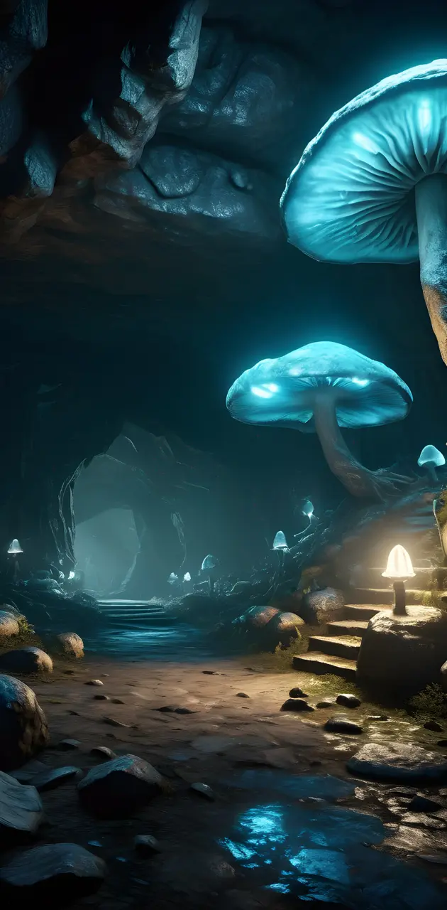 underground glowing mushroom