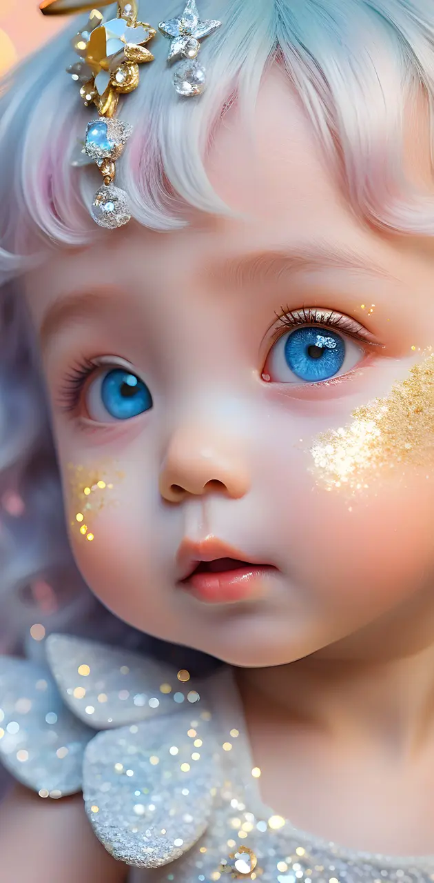 a doll with blue eyes