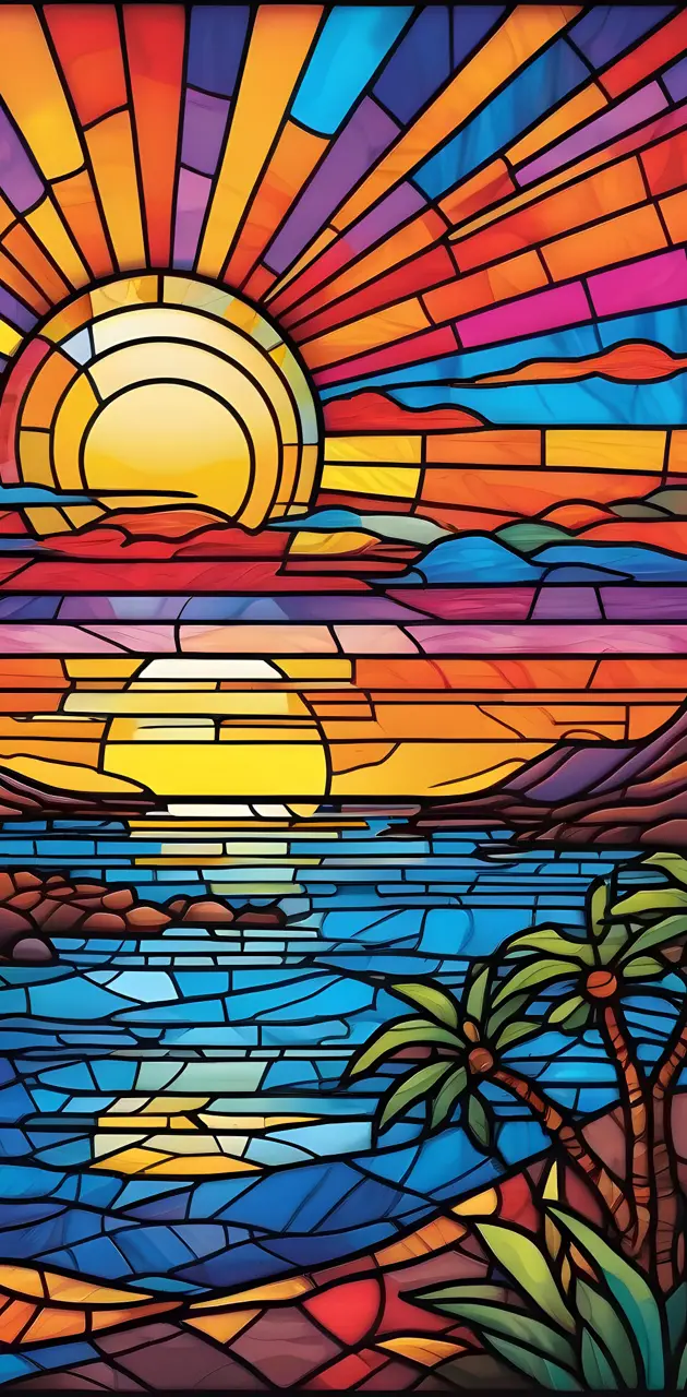 Stained glass sunset