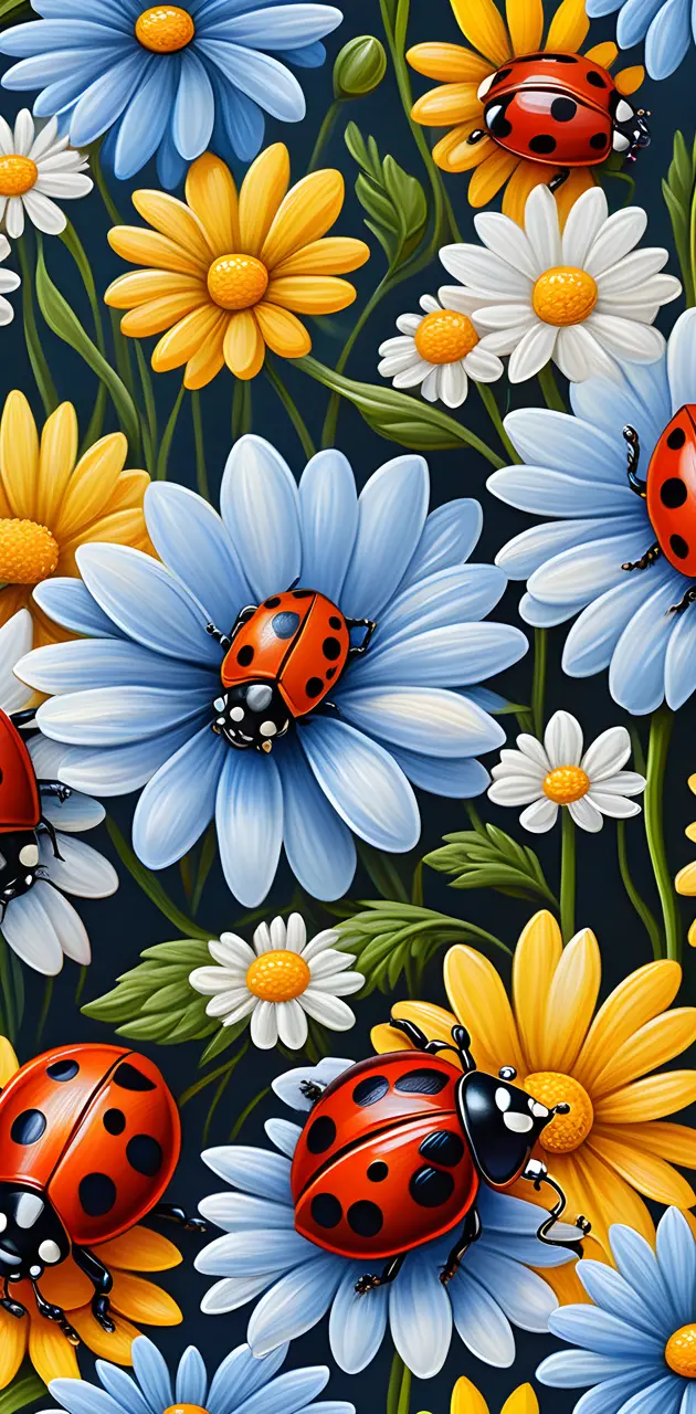 Ladybugs on flowers