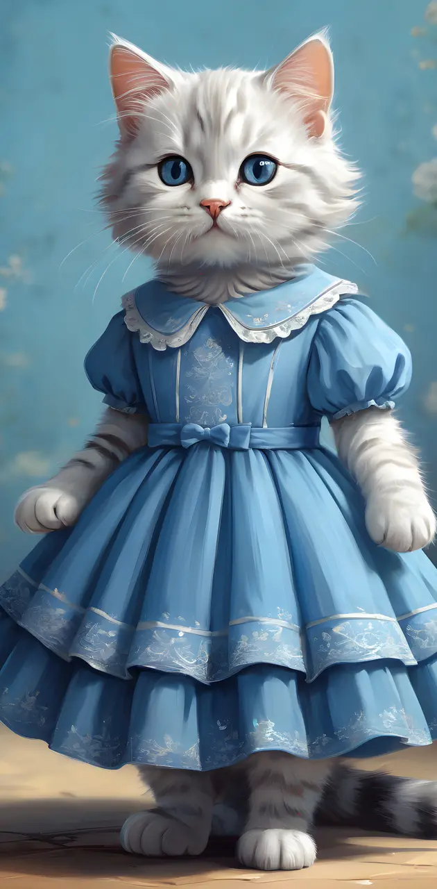 kitty in a dress