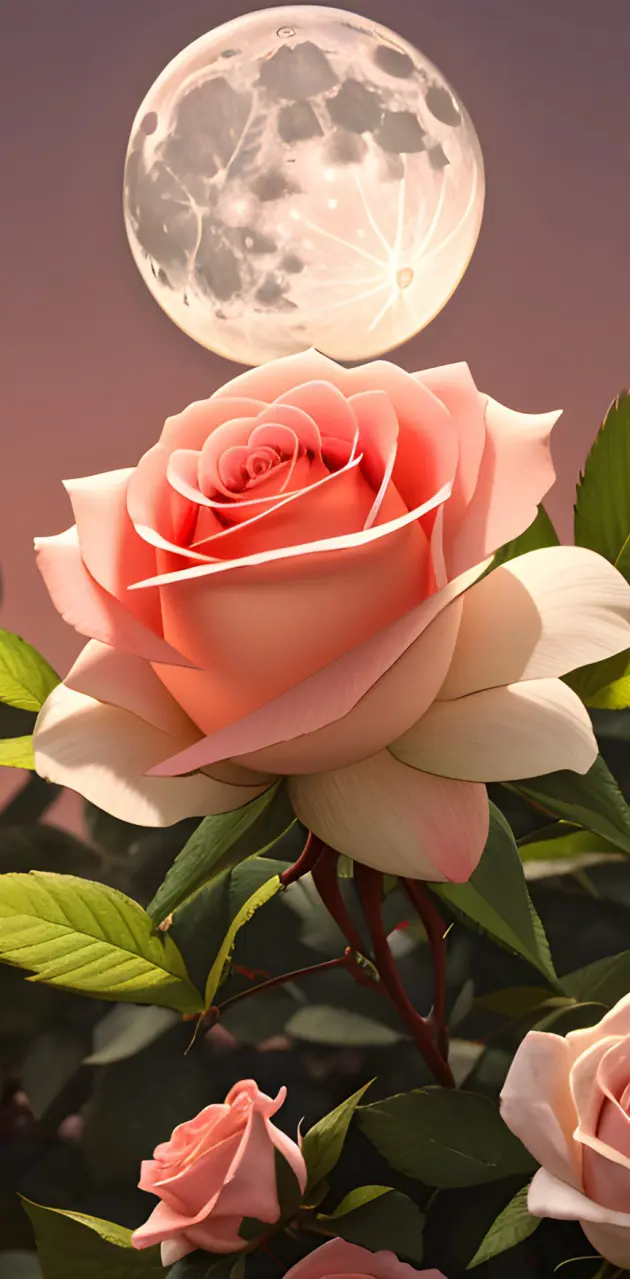 peach, pink Rose bush