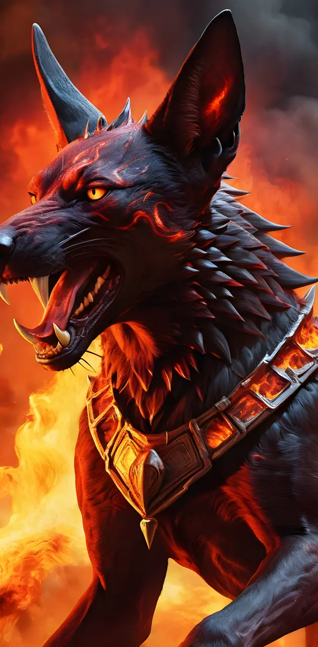 Anubis hound in flames