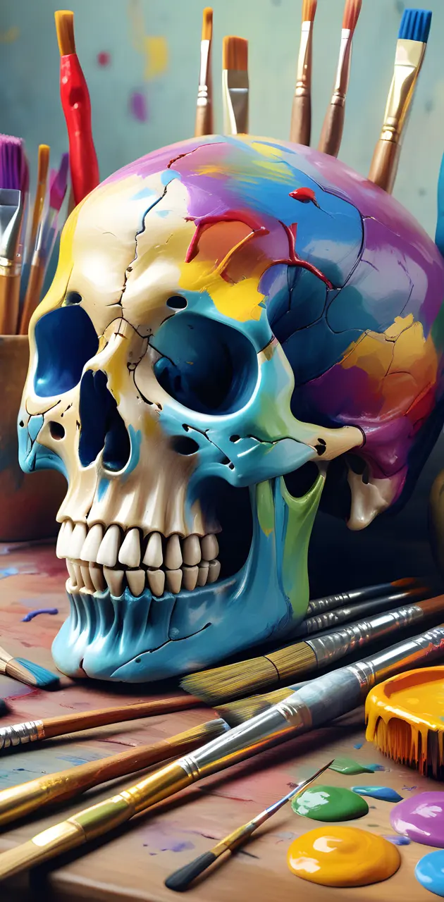 Paint spattered skull
