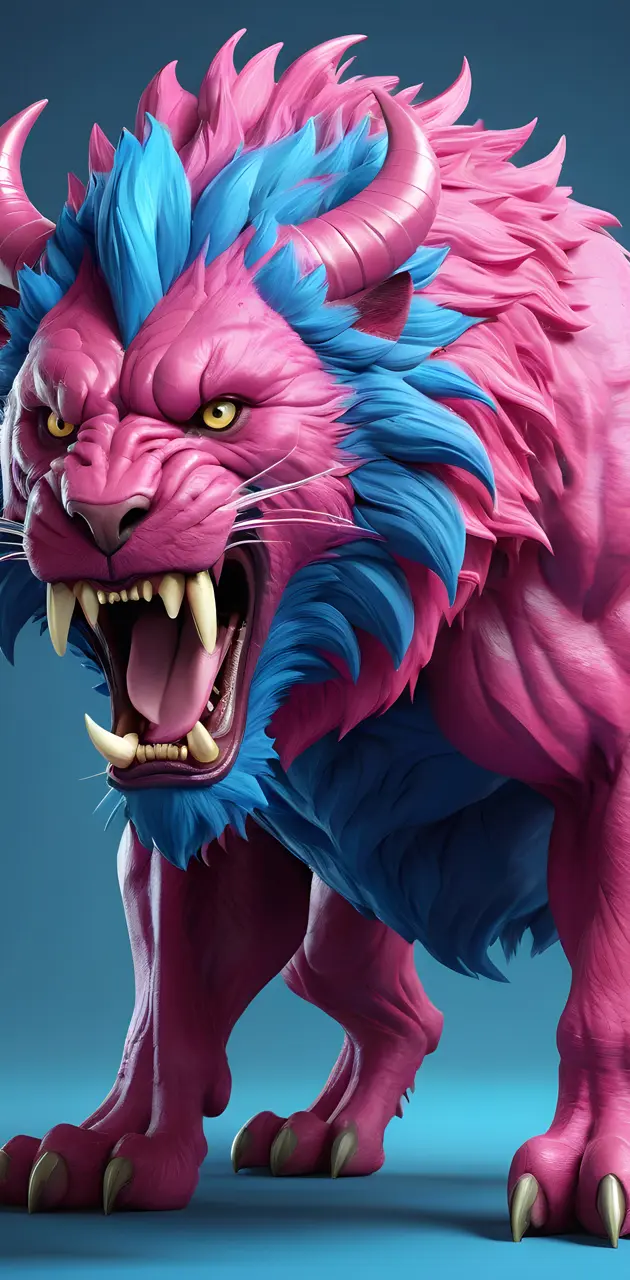 a pink and blue beast