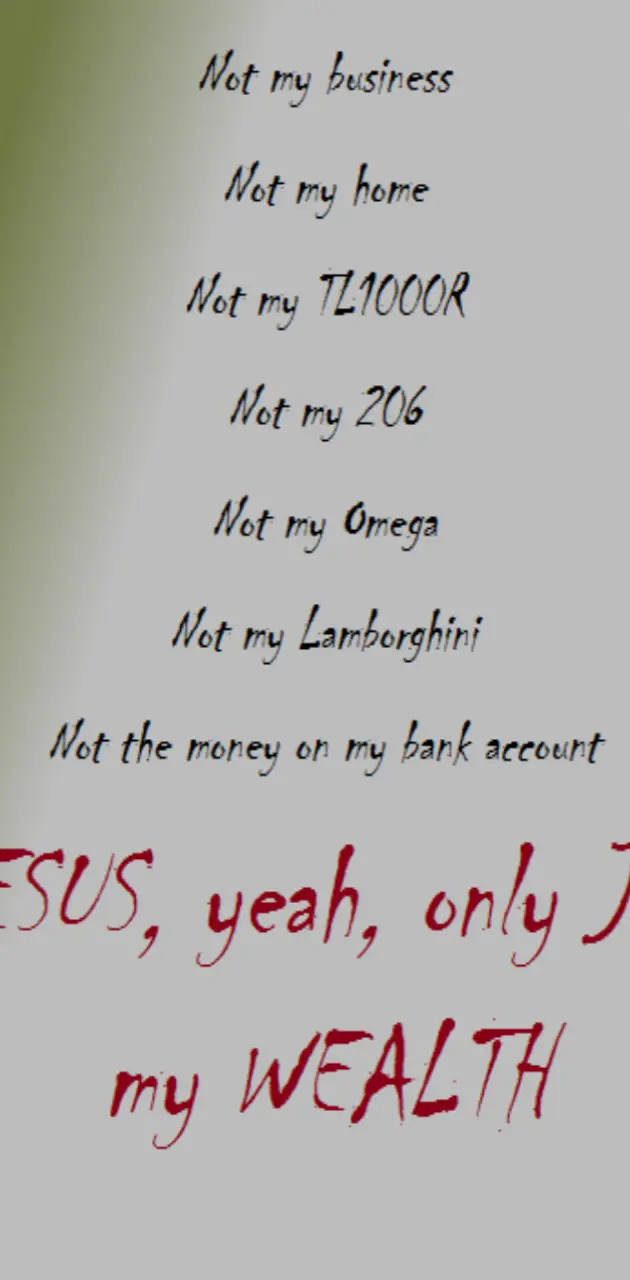 only JESUS my wealth