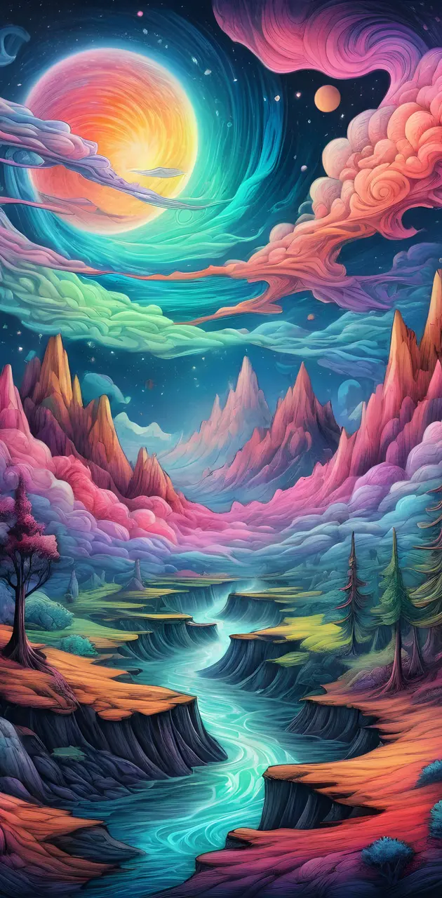 Colored Pencil Fantasy Landscape Drawing 2