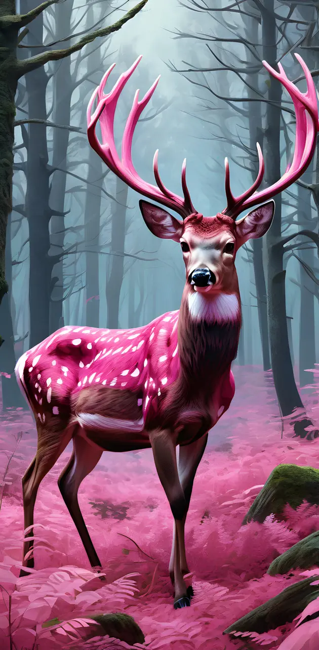 a deer with antlers in a forest