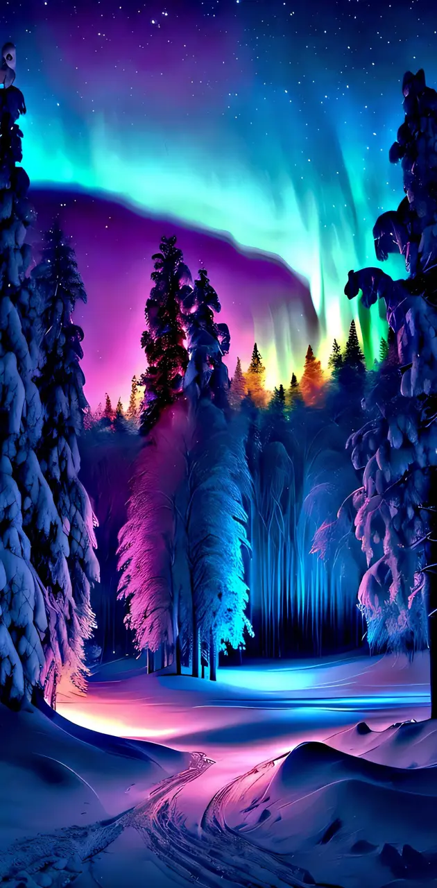 winter forest colorful