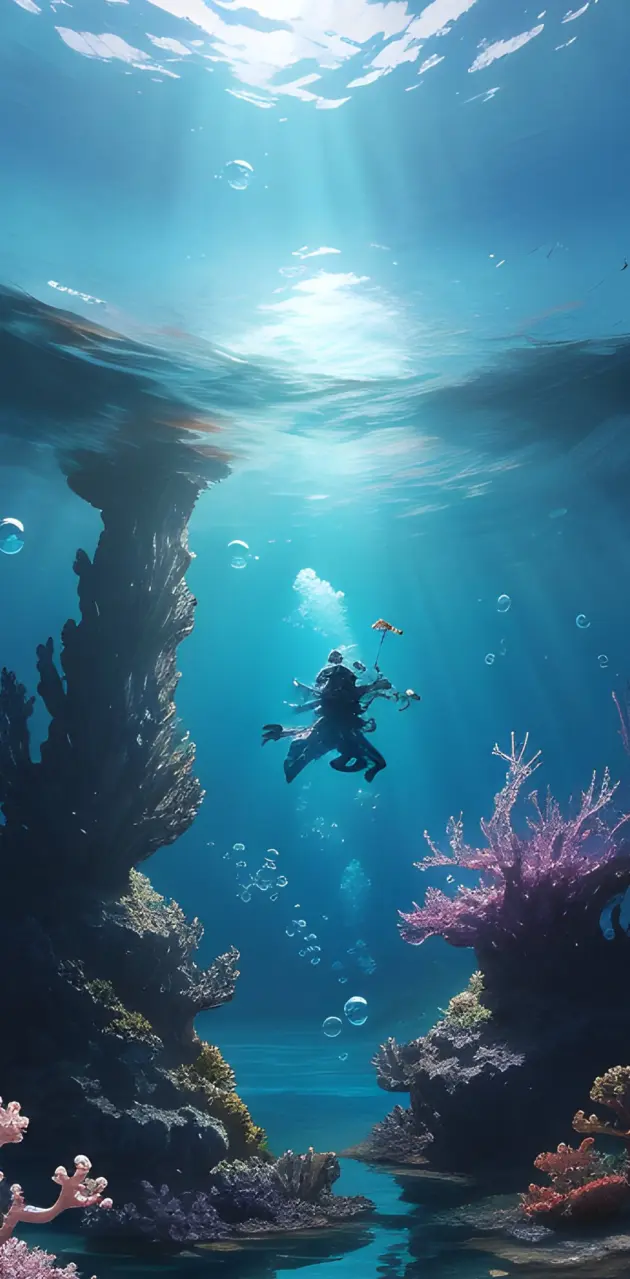Diver undersea swim