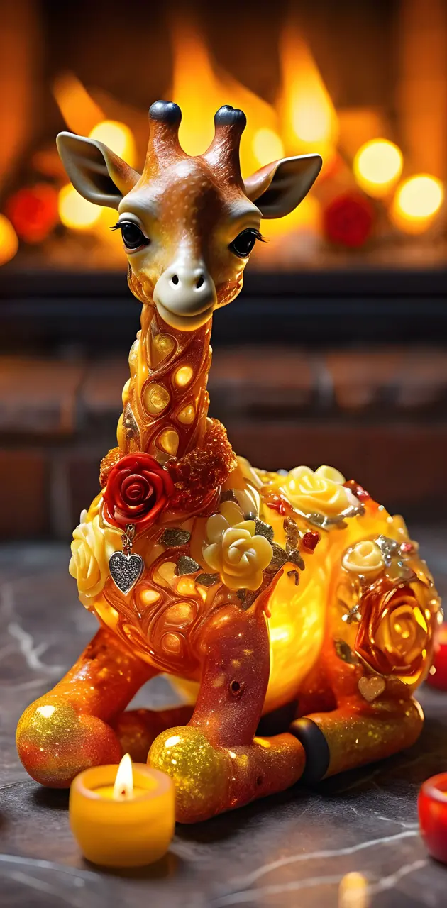 a statue of a deer with candles