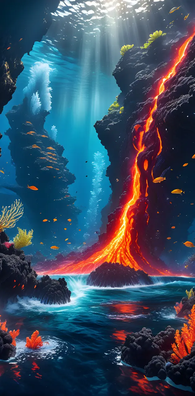 underwater lava falls