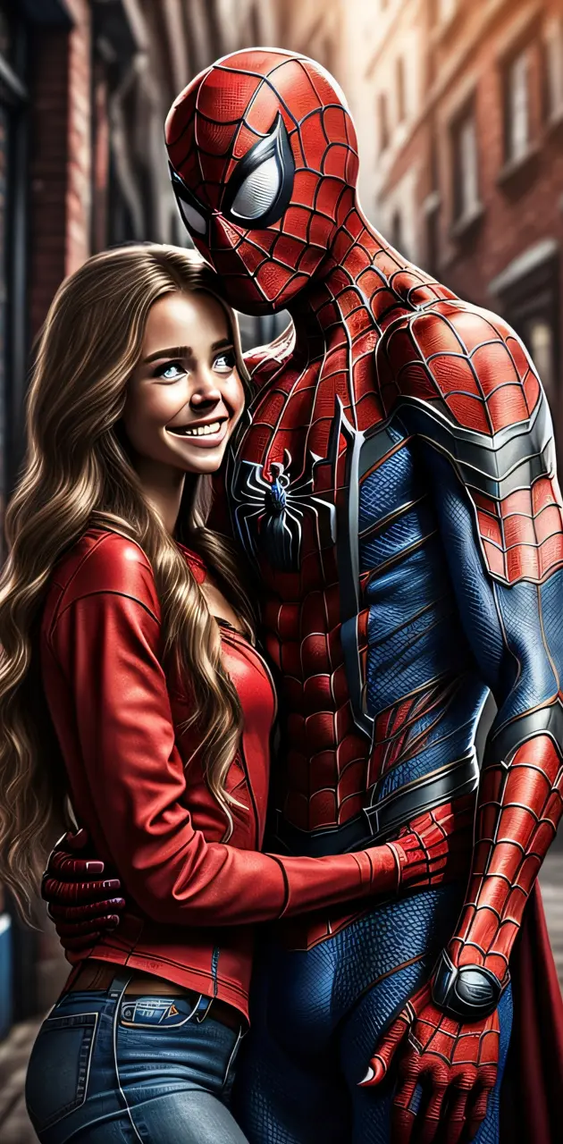 Spiderman with girl