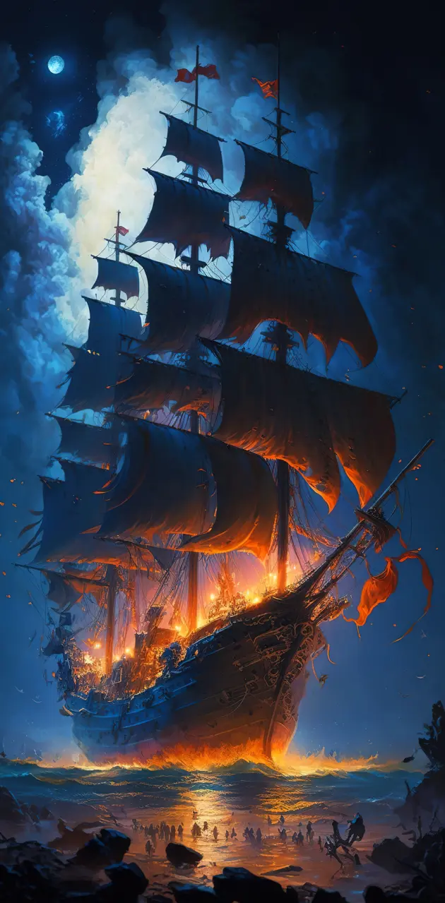 Burning Pirate Ship