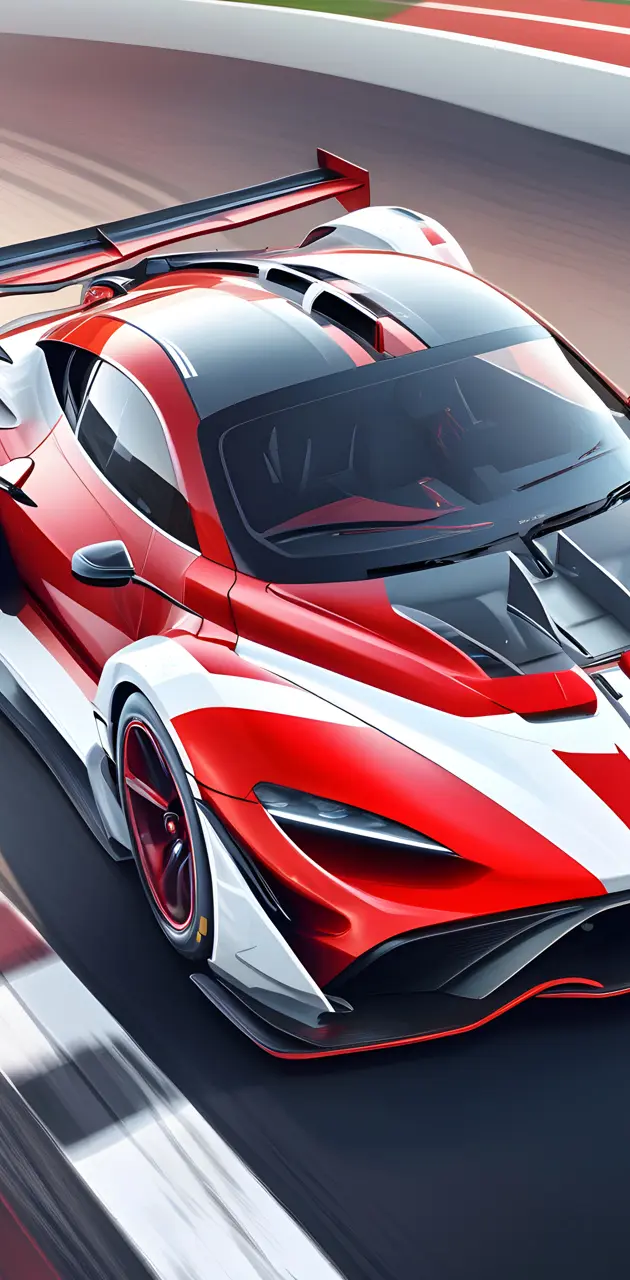 Red concept Hypercar on the race track