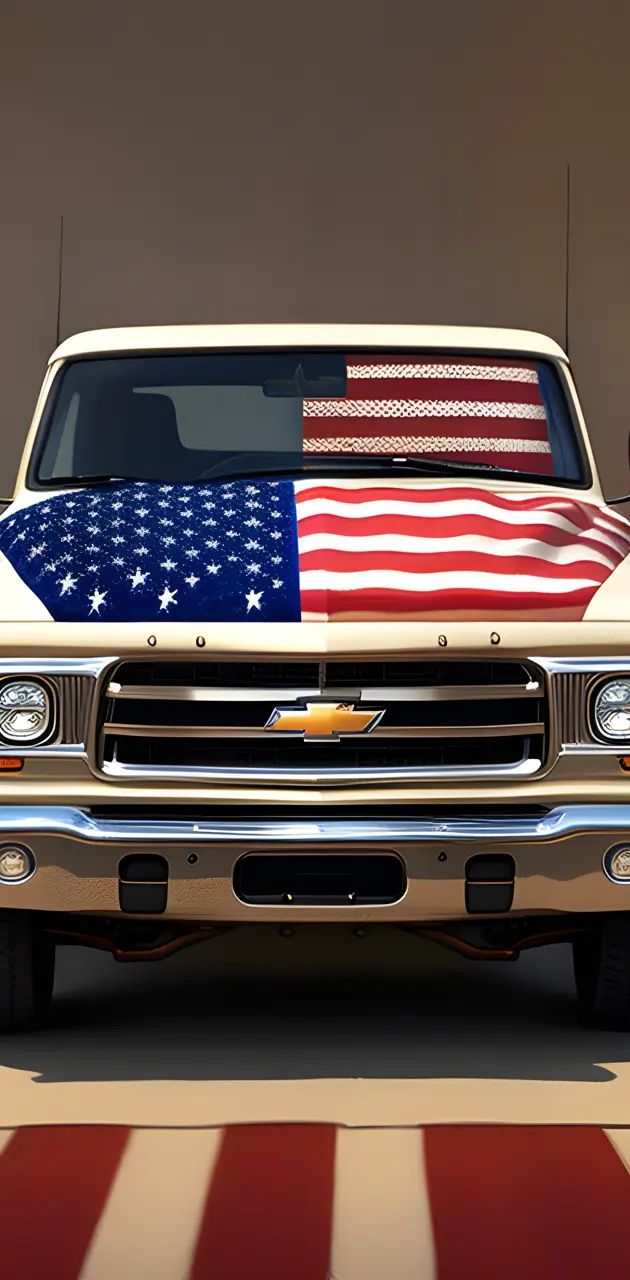 a car with a flag on the hood