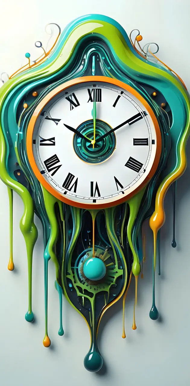 a clock with a green face