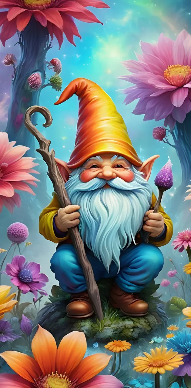 gnomes and beautiful flowers