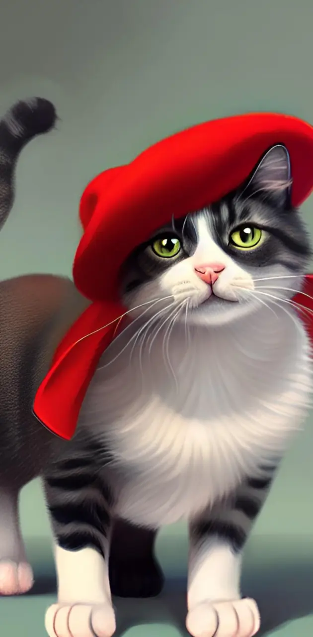 Cat with red beret