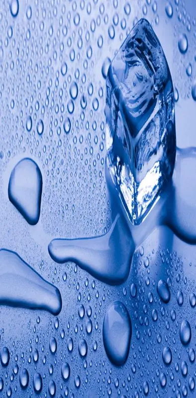 Blue ice water drops