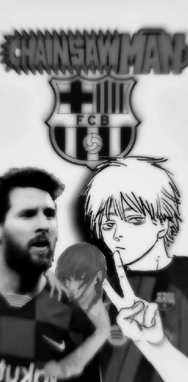 Messi with makima and denji fcb