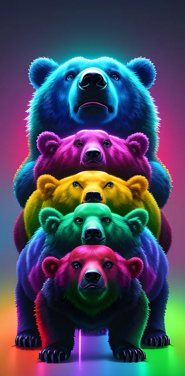 rainbow bear pile