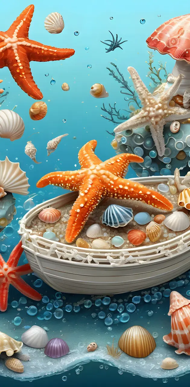 a bowl of fish and starfish