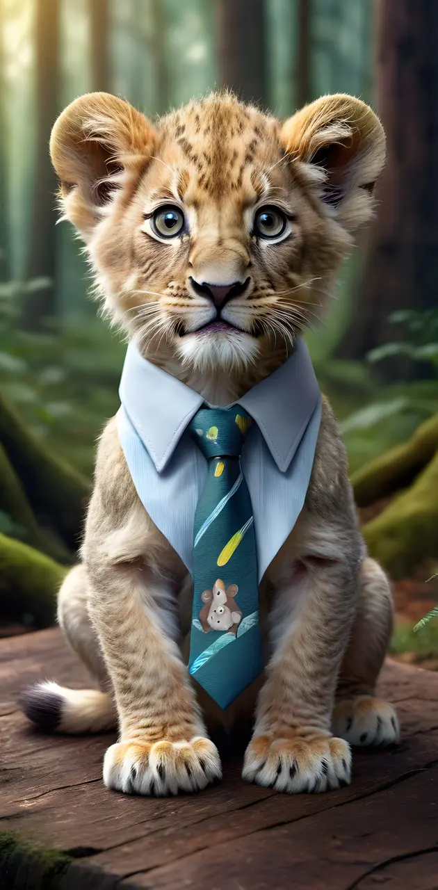 a lion wearing a suit and tie