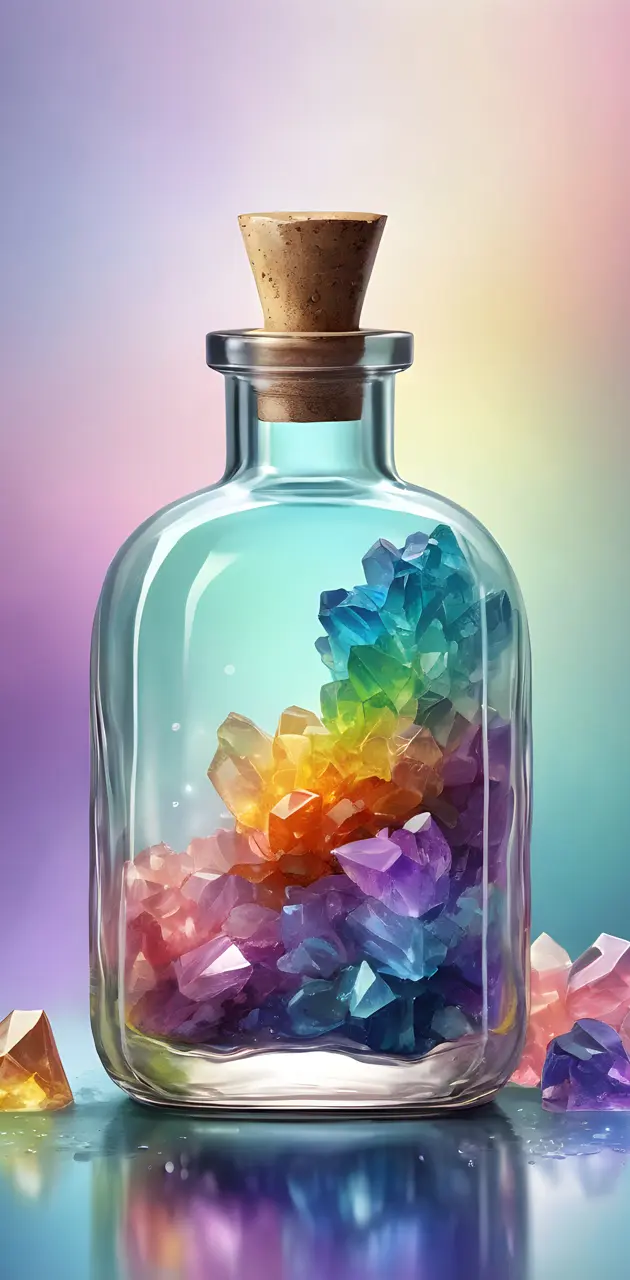 rainbow crystals in jar